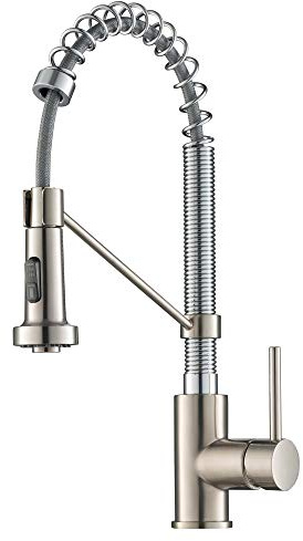 KRAUS Bolden Küchenarmatur im kommerziellen Stil, 2 Funktionen, Einhebel-Küchenarmatur zum Herunterziehen, fleckenfreier Edelstahl/Chrom, KPF-1610SFSCH (1er-Packung)