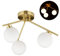 Relaxdays Lámpara de techo GLOBI, Tres focos, G9, Esferas de cristal opalino, 24,5 x 36 cm, Dorado