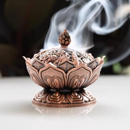 Jadeshay Quemador de Incienso,Soporte Incienso Loto Incienso Ahumado Cono Aroma Quemador Titular Porta Incienso de Metal para Incienso en Tipo Cono y Varilla
