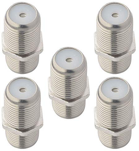 Boobrie 5*Adattatore di prolunga antenna TV F Tipo RG6 Cavo Coassiale F Femmina a Femmina Connettore a vite Connettore satellite F Femmina a F Accoppiatore Femmina Joiner Gender Changer Plug Collega