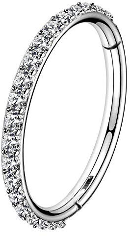 OUFER 16G 9 mm Cartilage Earring Hoop Stainless Steel CZ Line Helix Earring Hoop Daith Earring Piercings Jewellery