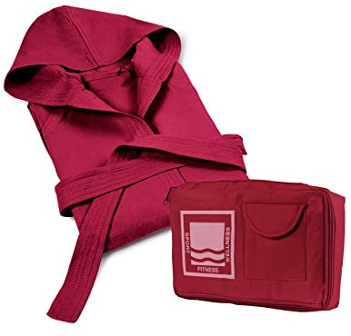 Banzaii Accappatoio in 100% Microfibra con Cappuccio – Accappatoio Uomo e Donna con Borsa Resistente e Salvaspazio - Taglia M Bordeaux