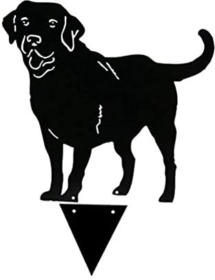 Sunfenle Metall-Hundestatue Gartenstecker Labrador Silhouette Outdoor Ornamente Tierskulptur Gartenfiguren Dekoration, schwarz