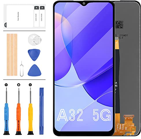 Ersatz-Bildschirm-Ersatz für Samsung Galaxy A32 5G A326 SM-A326U A326B A326BR/DS LCD Display Touchscreen Digitizer Vollglas Montagesets 6,5 Zoll mit kostenlosen Werkzeugen (Schwarz ohne Rahmen)