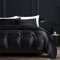 Gezu Housse de Couette Satin Noir 220x240cm Unie Lisse Soyeux Brillant Doux Soie Parure de Lit avec Fermeture Éclair Sets de Housse de Couette 2 Personnes avec 2 Taies d'oreiller 65x65cm