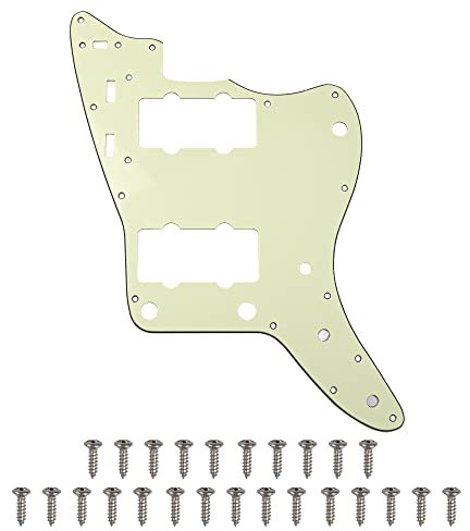 Yootones 65 60er Jahre Vintage Pickguard Gitarre Schlagplatte mit Schrauben, kompatibel mit amerikanischen/mexikanischen Herstellungen, Vintage Style Jazzmaster Pickguard Ersatz (3-lagig, Mintgrün)