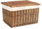 Arthur Cameron - Lined Wicker Hamper with Removable Lid & Cotton Lining - Perfect for Bathroom, Living Room or Bedroom Storage - Storage Basket with Lid, Large Storage Box (Natural, Medium)