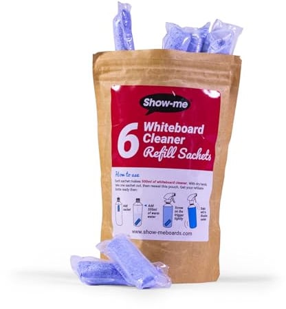 Show-me Refillable Whiteboard Cleaner - Sachet Refills, Pink, Sachet Refills (Pack of 6)