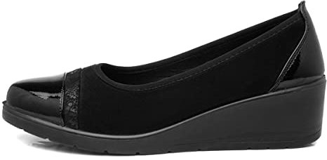 SOFT-LITES. Softlites Diana Womens Black Wedge Shoe - Size 7 UK - Black
