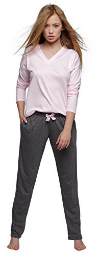 Moonline Pyjama court moderne et confortable en coton doux pour femme, Rose, M