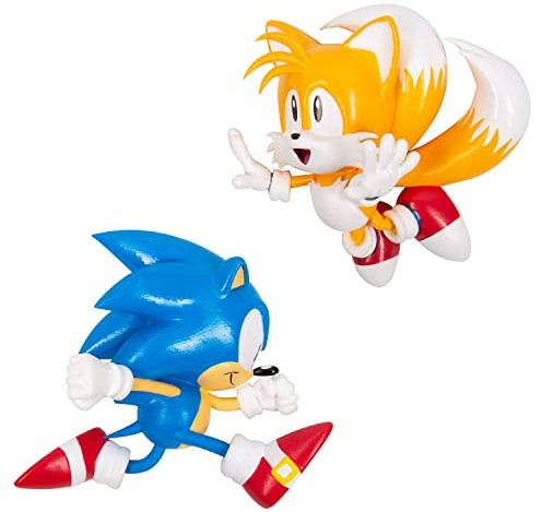 Fizz Creations Sonic The Hedgehog Comic Ons. Collectible Figurines with Vinyl Stickers. 2 Wall Mountable 3D Figures with Re-Usable Gel Pad Stickers. Features Sonic & Tails.