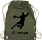 Turnbeutel Rucksack - Geschenke Handball Zubehör - Handballer Silhouette mit Name - Unisize - Olivgrün - für tasche personalisiertes beutel turnsack stoffbeutel sportbeutel turnsackerl