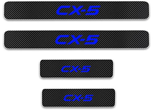 EAGLEG 4pcs Carbon Fiber Car Door Sill Protector for Ma-zda CX-5 CX5 CX 5, Door Sill Scuff Guard Cover Pedal Sticker Trim Non-Slip Anti-Scratch Accessories,Blue