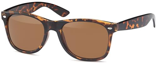 styleBREAKER Unisex Nerd Sonnenbrille mit verspiegelten oder getönten Gläsern, klassisches Retro Design 09020039, Farbe:Gestell Braun Demi/Glas Braun