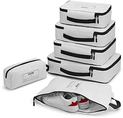 G4Free 6-teiliges Set (TYVEK Material) Packwürfel & Packing Cubes & Koffer Organizer Set & Erweiterbar Kleidertaschen & Kleidung Packtaschen für Urlaub Reisen