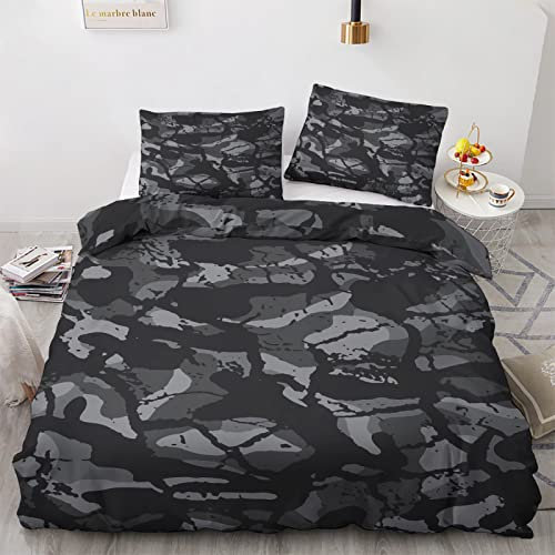 GEDAEUBA Camouflage Bettwäsche 155x220 Sommer - Camo Bettbezug 2er Set, Wendebettwäsche und Kissenbezug 80x80, Weiche & Atmungsaktive Mikrofaser Bettwäsche-Sets mit Reißverschluss