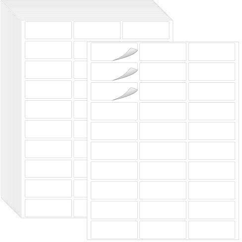 750 Blanko-Etiketten, 2,5cm x 6,6cm Wasser-/Öl-/Reißfest Blanko-Aufkleber Ablösbar Ohne Rückstände Etiketten für Organisationsprojekte, Aufbewahrungsbehälter (21,6 cm x 28 cm, Weiß)