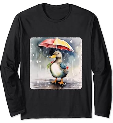 Ente mit Regenschirm, Ente mit Regenschirm, Wasservögel Langarmshirt