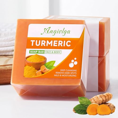 Turmeric Soap,Nature Turmeric Soap,Pure Turmeric Handmade Soap Bar For Face & Body,Dark Spot Corrector Remover,Moisturizing Erase Fine Lines,Firming,Friendly Vegan&Cruelty Free (1 PCS)