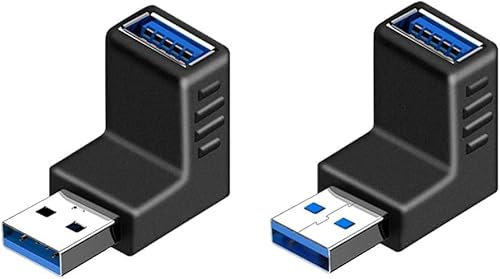 Herfair USB A to USB 3.0 Adapter,Type A to Type A Male to Female Right Angle Extension Adapter, USB Coupler Up and Down Angle Connector(Up and Down)