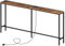 MAHANCRIS Skinny Console Table with Power Outlets, 160 cm Narrow Sofa Table, Behind Couch Table with Charging Station for Plants, Living Room, Rustic Brown and Black ACTHR165KE01