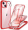 CENHUFO Compatible with iPhone 15 Case Built-in Glass Screen Protector with Camera Lens Protector, 360°Full Body Heavy Duty Protective Phone Case for iPhone 15 Case Shockproof -Red