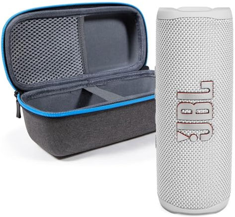 JBL Flip 6 (bianco) + Bundle con divvi! Custodia rigida protettiva (nero)