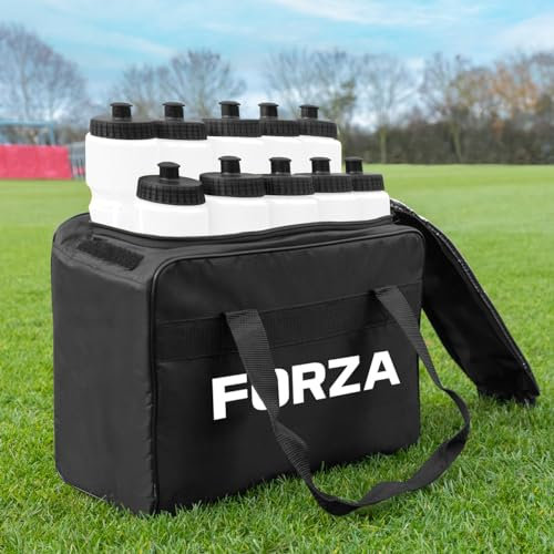 FORZA 10 Bouteilles d'eau (750 ML) avec Sac de Transport | Capacité de 10 Bouteilles | Équipement d'Équipe Essentiel (Blanc)