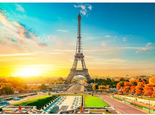 HUADADA Puzzle 1000 Teile für Erwachsene, Impossible Puzzle-Geschenk, Geschicklichkeitsspiele, Clevere Rätsel, Farbenfrohes Eiffelturm-Motiv