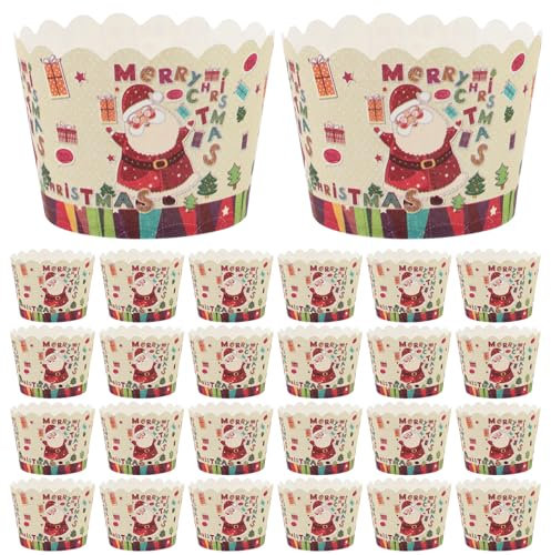 Ciieeo 100St Muffinförmchen zu Weihnachten Hut Cupcake Liner Bonbonbecher aus Papier weihnachtsbacken zubehör weihnachts pappbecher Packpapier Papierbecher Kuchenverpackungsbecher klein