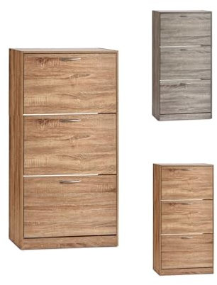 Jardin202 - Zapatero de Madera con Dos Cajones– Armario Almacenamiento Abatible para Recibidor – Mueble Auxiliar | 3 Alturas (Nogal)