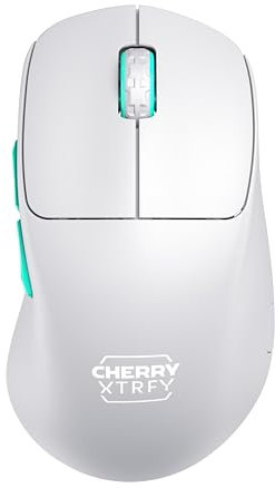 CHERRY XTRFY M64 WIRELESS Souris de Gaming Sans Fil Ultralégère, Sans Fil 2,4 GHz, Optimisée pour les esports, Forme Ergonomique avec Front Ultra Plat, Blanche