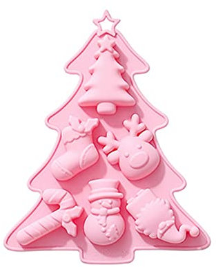 Silikonform für Fondant, 6 Löcher, Weihnachtsbaum, Cupcake, Schokolade, Süßigkeiten, Kuchen, Dekoration, Werkzeug, Partyzubehör, 6-in-1-Fondantform für Kuchendekoration