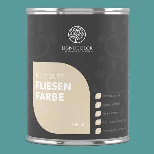 Lignocolor Fliesenfarbe matt | hochbeständige Farbe für Wand- & Bodenfliesen (Pacific matt, 750 ml) | hochdeckend für den Innenbereich