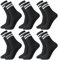 taonganui 6 Paare Herren Socken Sportsocken Tennissocken Sport Socken Männer 43-46 Baumwolle Socken mit Streifen, Schwarz