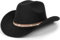 Klassischer Western-Cowboyhut für Damen, breiter Rand, Filz-Fedora-Hut mit glänzendem Band, Schwarz mit glitzerndem Band, M
