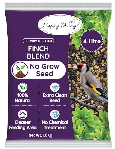 1.8 KG Finch Blend Bird Food & Empty Sock, Thistle Seed & Sunflower Kernel | Human Grade No Grow Seeds, High in Oil & Protein, High Energy, Heat Treated at Optimum Temperature, USDA & BRC-GS Approved