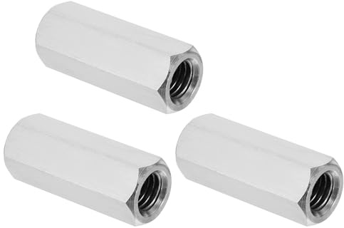 PATIKIL 1/2-13 UNC Dadi Accoppiamento Esagonali Acciaio Inossidabile 304 UNC, 3pz 2 Lunghezza Dadi Accoppiamento Filettati Completamente Vite Grossolana Connettore Tiranti, Tono Argento