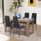 FURNITABLE Esstisch mit 4 Stühlen Esszimmergruppe, Essgruppe mit Hochlehner Kunstleder Stuhl für 4 Personen, Sitzgruppe für Küche Esszimmer Wohnzimmer(140cm Walnuss-Schwarz Tisch+4 Schwarz Stühle)