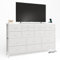 MUTUN Commodes et buffets avec prise de courant, 16 tiroirs en tissu avec poignées, rangement de vêtements, peut contenir jusqu'à une télévision de 155 cm, blanc