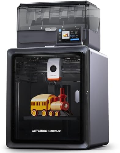 Anycubic Kobra S1 Combo 3D-Drucker Mehrfarbig, 600mm/s Hochgeschwindigkeitsdruck, Trocknen beim Drucken, Dreifach-Kühlsystem, Vollständig Geschlossene CoreXY-Struktur, Druckgröße 250 x 250 x 250 mm