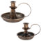 MENIBBLER 2 Pcs Candle Holder Iron Taper, Candle Stand with Curved Handle, Black Retro Candlestick Holders Decorative, Candlelight Stand Rustproof Candlestick Holders for Home Wedding Party(Bronze)