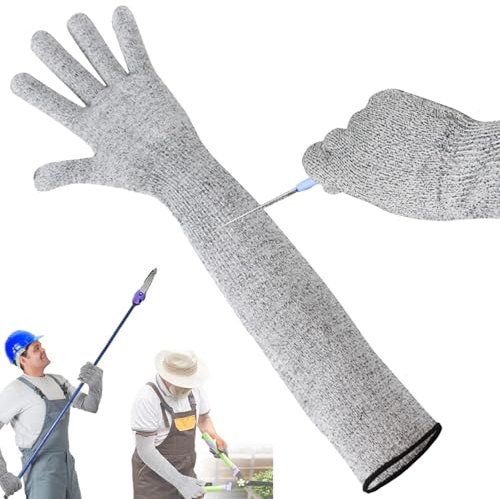 ExcellaElite Guard Gloves Gardening,Long Gardening Gloves 5-Grade Cut-Resistant Puncture-Resistant for Construction Kitchen (Gray)