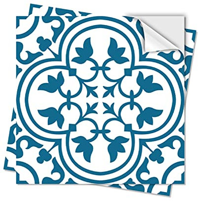 Neukids Gray and Blue Tile Stickers Textured Kitchen Peel and Stick, Gray and Blue Flowers Pattern Kitchen Bathroom Tile Stickers, Wall Bathroom Toilet Laundry, RV, Fireplace Backsplash 30PCS