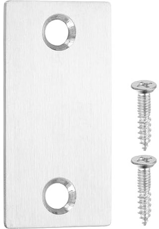 sourcing map Door Edge Hole Filler Plate, 2.24 x 1.1 Door Hole Cover Plate Stainless Steel Deadbolt Cover Plate with 20mm Screws for Fixing Wooden Furniture Corner, Silver