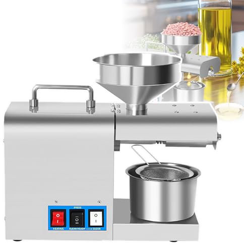 WOTZOV Presse à Huile électrique Automatique, Moteur Puissant en Acier Inoxydable, Compatible avec Le pressage à Froid et à Chaud