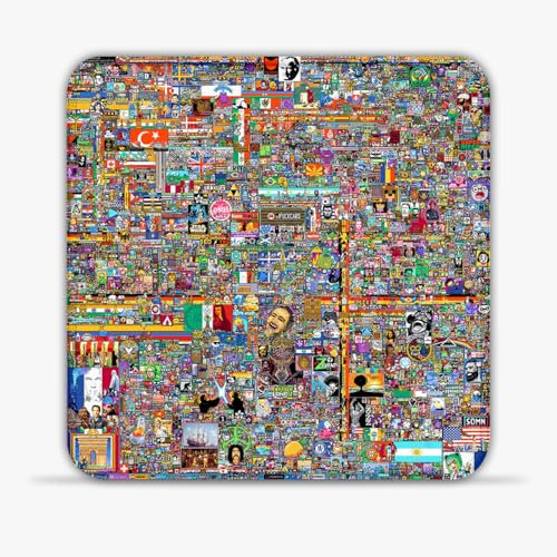 Mouse Mat World Pixel Art (20X20) cm 7.87(in) Gaming Mouse pad Eco-Friendly SU Cloth Mouse Pad Water-Resistant Surface Stitched Edges Anti-Slip Base for PC Laptop Mac