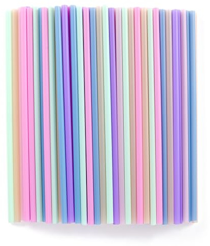 [100 Pcs] Colorful Disposable Plastic Drinking Straws - 8.26 Long & 0.24 Diameter Cute Straws for Juice,Coffee,Milk,Cocktail, Ideal for Bachelorette Party, Birthday Party, Bridal Shower, Baby Shower