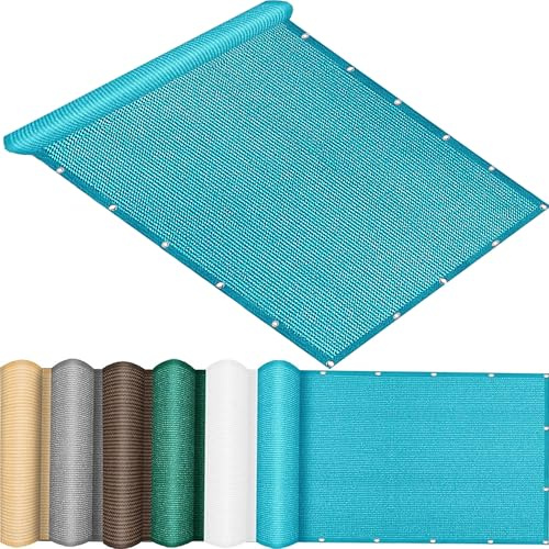 QINLIQIN Balkonverkleidung 65 x 270 cm Sichtschutz Balkon Ohne Bohren Blickdichte Windschutz Und Uv-Schutz mit Ösen, Nylon Kabelbinder Und Kordel für Balkon Geländer, Himmelblau
