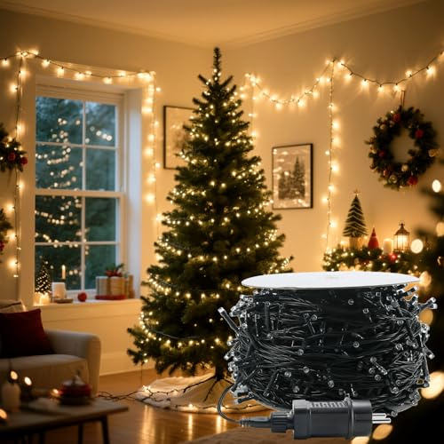 LED Lichterkette Außen 50m 500LED dimmbar mit 8 Modi, wetterfest & wasserdicht IP44, Outdoor Innen Beleuchtung für Garten Terrasse Balkon Party Hochzeit Festival Deko, warmweiß